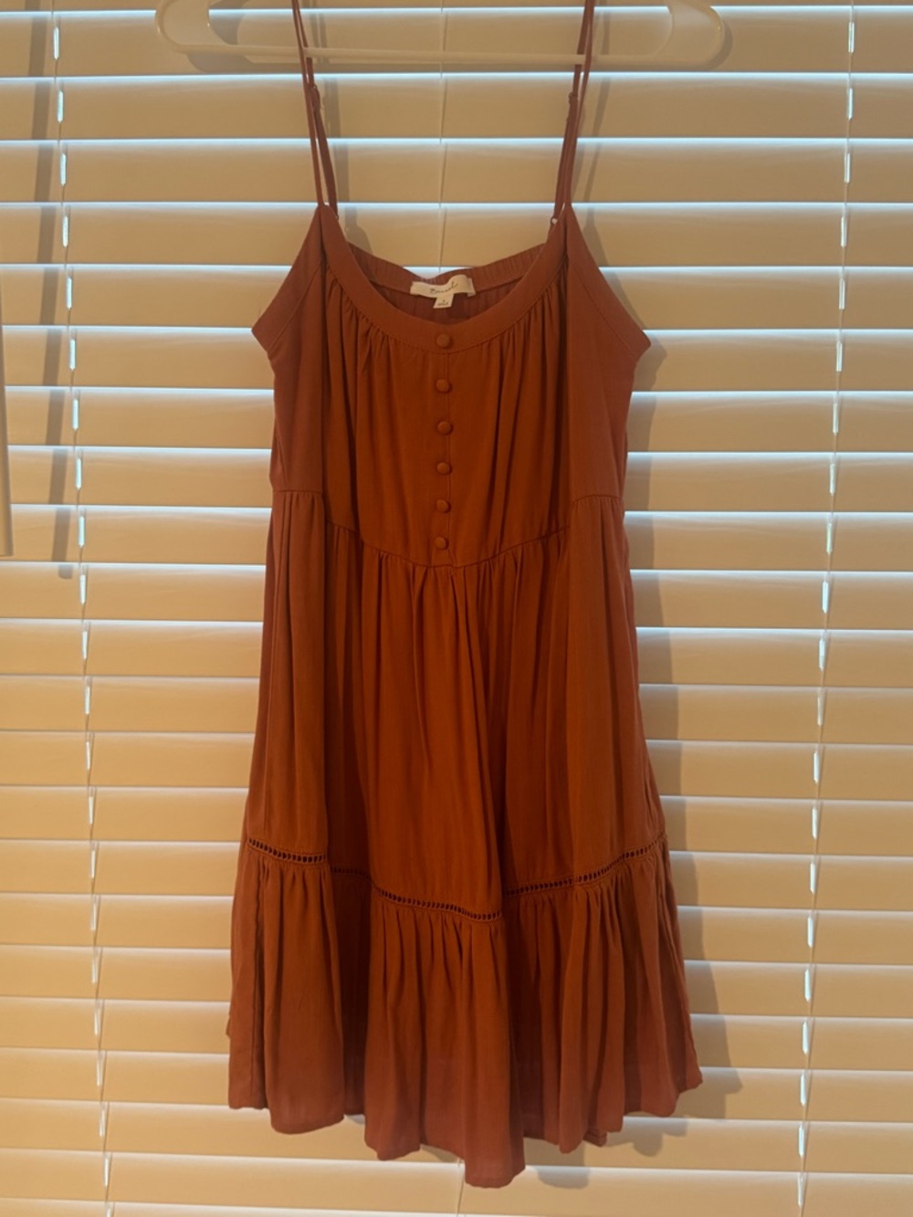 Spaghetti Strap Mini Dress in Rust